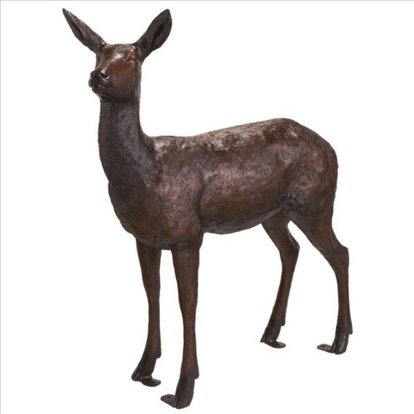 Standing Doe Deer Cast Bronze Garden Statue life size artwork
